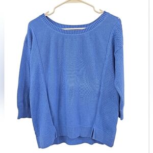 AMERICAN EAGLE OUTFITTERS OPEN KNIT/ EYELET BLUE SWEATER. SIZE LARGE.